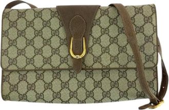 Gucci Pre-owned Cross Body Bags, female, Brown, Size: ONE SIZE Pre-owned GG Supreme Canvas Leather Shoulder Bag