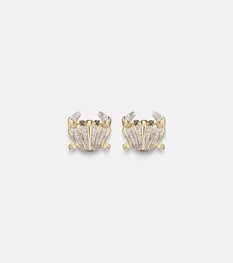 Yvonne L&eacute;on Crabe Coquillage 9kt gold earrings with diamonds