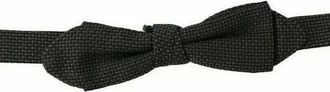 Dolce & Gabbana Mens Black Textured Bow Tie - Dark Grey Silk - One Size