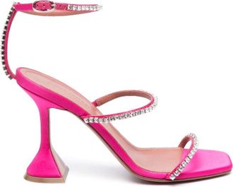 Amina Muaddi Gilda 95 Sandal - Dames - Sandalen met hakken - Roze - 38 1/2 EU - Leer - Schoenen