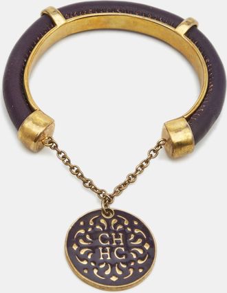 Carolina Herrera Carolina Herrera Ch Leather Gold Tone Bracelet