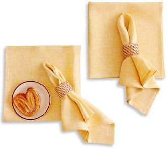 Solino Home Linen Dinner Napkins Set of 4, 20 x 20 Inch for Dining Table, Holiday and Everyday Table Decor - Athena in Chambray Mustard at Nordstrom