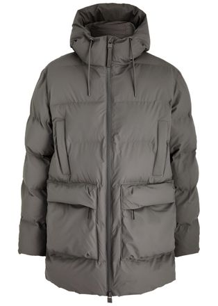 Rains Alta Long Quilted Waterproof Coat - Grey - XL
