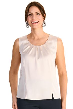 Hermann Lange Shirttop, Damen, Gr. 36, beige (hellbeige), Obermaterial: 100% Polyester, HERMANN LANGE COLLECTION, regular fit, Rundhals, Tops Shirttop, mit Seitensc