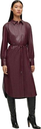 HUGO BOSS Dibanora midi-shirtjurk met kraag voor dames (Rood)