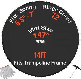 OEM Colchoneta De Repuesto Para Trampol&iacute;n, Se Adapta A Un Marco De 426 Cm, Resistente A Los Rayos Uv Con Herramienta De Resorte Y Anillos En V Duraderos, 