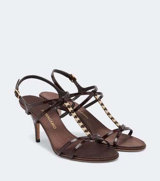 Ferragamo Tiane croc-effect embellished leather sandals