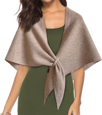 Generic Womens Fashion Knitted Shawl, Womens Solid-color All-season Shawls, Knitting Soft Open Front Poncho Sweater For Spring Fall Winter Holiday Travel Dres