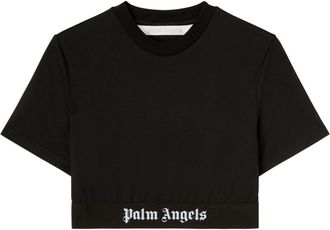 Palm Angels logo-underband cropped T-shirt - women - Polyamide/Elastane/Polyester/Cotton - L - Black