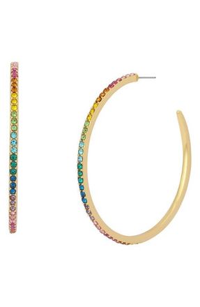 Kurt Geiger Large Pav&eacute; Hoop Earrings in Gold/Multi at Nordstrom