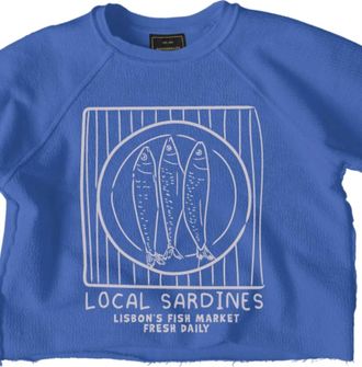 The Original Retro Brand Womens Local Sardines Graphic Shirt In Amparo Blue