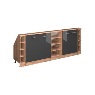 Vicco Armario De Cocina Para Techo Inclinado R-line, Antracita Brillo Intenso/roble Dorado El&eacute;ctrico, 210 Cm Lote De 5, Vicco