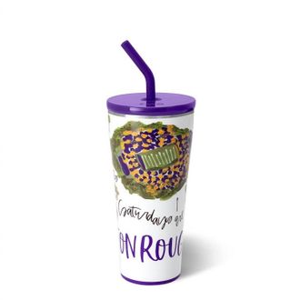 Swig Saturdays In Baton Rouge Straw Tumbler In White