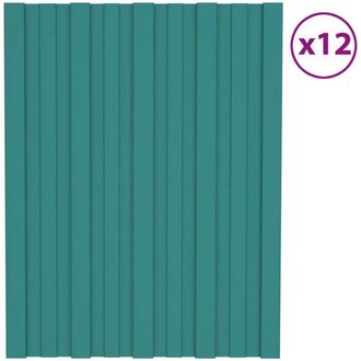 vidaXL Panel Para Tejado Acero Galvanizado Verde 12 Unidades 60x45 Cm Vidaxl