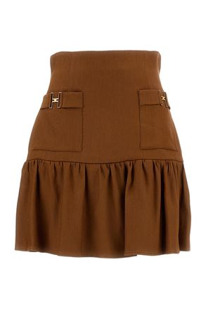 Elisabetta Franchi High-Waisted Mini Skirt with Gold Jewel Accents