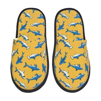 Generic Camping Slippers Shark Print Portable Sleepers Non Slip Fuzzy Slippers Casual Indoor Slipper For Travel Women & Men L