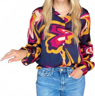 FRNCH Melita Blouse In Navy
