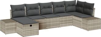 vidaXL Vidaxl - Garden Sofa Set 7 pcs Light grey 55 x 62 x 69 cm Poly rattan