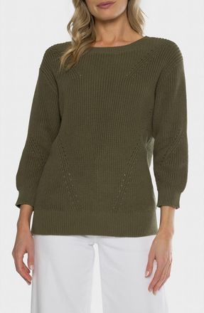 Matty M Hancock Cotton Pointelle Sweater in Olive at Nordstrom Rack, Size X-Small