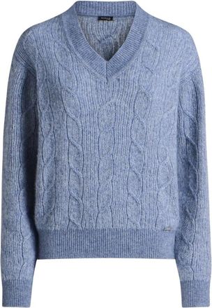 Kiton Fijn Garen V-hals Trui - Dames - V-hals truien - Blauw - XS - Truien & Vesten