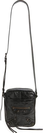 Balenciaga Le City Vertical Arena Leather Crossbody Bag in 1000 Black at Nordstrom