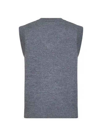 Ami Mens Knit Vest Ami De Coeur Grey Merino Wool Knitwear Sweater
