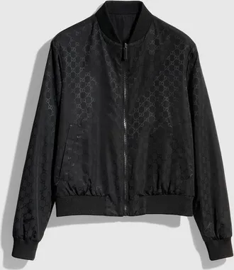 Gucci Reversible Light Silk Faille Zip Jacket, Size 44, Black, Ready-to-wear
