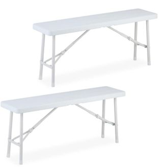 Relaxdays Panca Pieghevole da Giardino, Set da 2 Panchine Richiudibili Salvaspazio da Giardino, hlp 42x100x25 cm, Bianco - Relaxdays