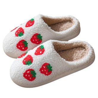 Generic Cozy Slippers for Women Fuzzy Memory Foam Cute Pattern Fruit Series Warm Bedroom Slippers Womens Non-Slip Comfort Soft Plush Slingback Slipper Winter 