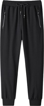 Generic Mens Trousers Mens Sweatpants with Ankle Ribbing and Zipper Pockets, Athletic Joggers for Workouts, Runs and Hikes (Black, XXXXXL)