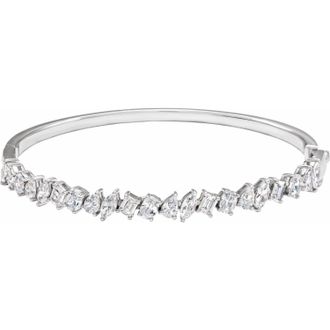 Diamond2Deal 14k White Gold 4 1/5 CTW Lab-Grown Diamond Bangle Bracelet 7