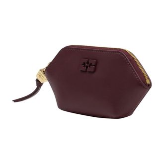 Ganni Womens Bou Coin Purse Burgundy Lambskin