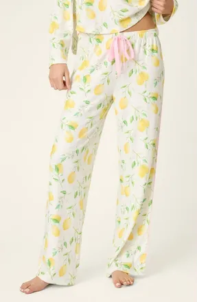 PJ Salvage La Dolce Spritz Jersey Pajama Pants in Ivory at Nordstrom, Size X-Large