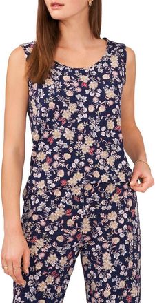 Chaus Floral Sleeveless Shell in Navy/yellow 472 at Nordstrom, Size X-Large
