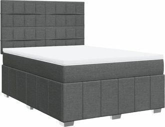 vidaXL Vidaxl - Cama Box Spring Con Colch&oacute;n Tela Gris Oscuro 140x200 Cm