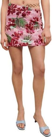 Maje Joustik Seqin Floral Skirt in Print Pink Hibiscus at Nordstrom Rack, Size 2 (Fits Like 4-6 Us) / 38 Eu