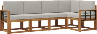 vidaXL Conjunto De Sof&aacute;s De Exterior 5 Uds. Gris Natural Y Claro Vidaxl