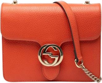 Gucci Pre-owned Vintage Flip-lock Crossbody Bag - Dames - Vintage Schoudertas - Oranje - ONE Size - Leer - Vintage