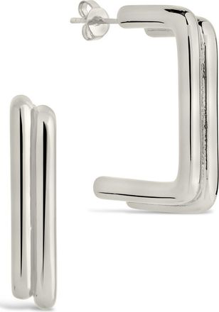 Sterling Forever Baguette Hoop Earrings in Silver at Nordstrom Rack