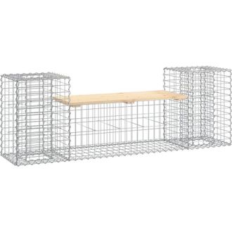 vidaXL Vidaxl - Banco Jard&iacute;n Dise&ntilde;o Gaviones Madera Maciza Pino 183x41x60,5 Cm