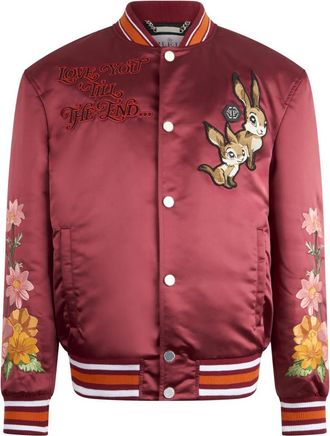 Philipp Plein Satin Bomber Fairy Deluxe - Heren - Bomber jackets - Rood - S - Nylon - Jassen