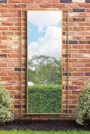 MirrorOutlet Gold Modern Wall & Leaner Garden Mirror 79x 35 200x90cm | Size: 1 Pack