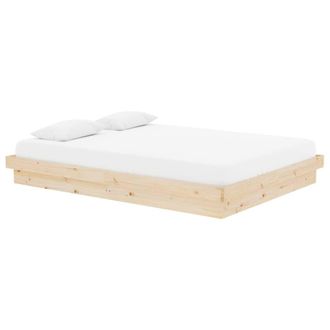 Berkfield Home Beautiful Bed Frame Solid Wood 140x190 cm in Light Tan