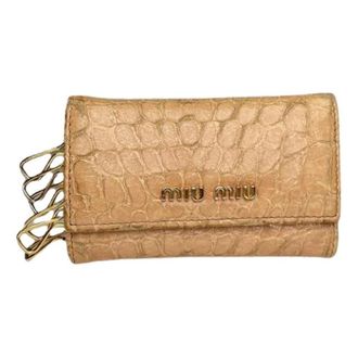 Miu Miu Pre-owned Leren Sleutelhouder - Dames - Vintage Accessoires - Beige - ONE Size - Leer - Vintage