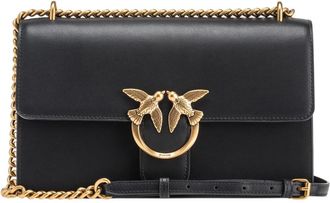 Pinko Love Bag met Diamantgeslepen Gesp - Dames - Schoudertassen - Zwart - ONE Size - Leer - Tassen
