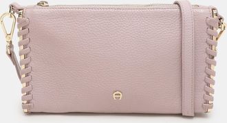 Aigner Lilac Leather Top Zip Shoulder Bag