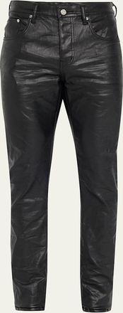 Purple Mens Patent Film Coated Skinny Jeans
