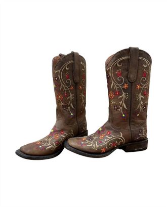Stetson Womens Floral Square Toe In Brown