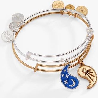 Alex and Ani Yin Yang Celestial Bff Bangle Bracelet Set Of 2 in Two Tone at Nordstrom, Size Small