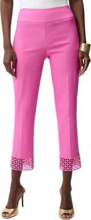 Joseph Ribkoff Lace Hem Pull-On Cropped Pants In Pink Sherbet
